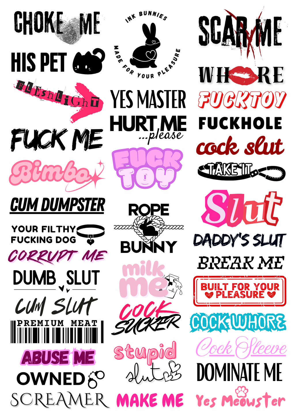 Kink Multi-Sheet - Temporary Tattoos